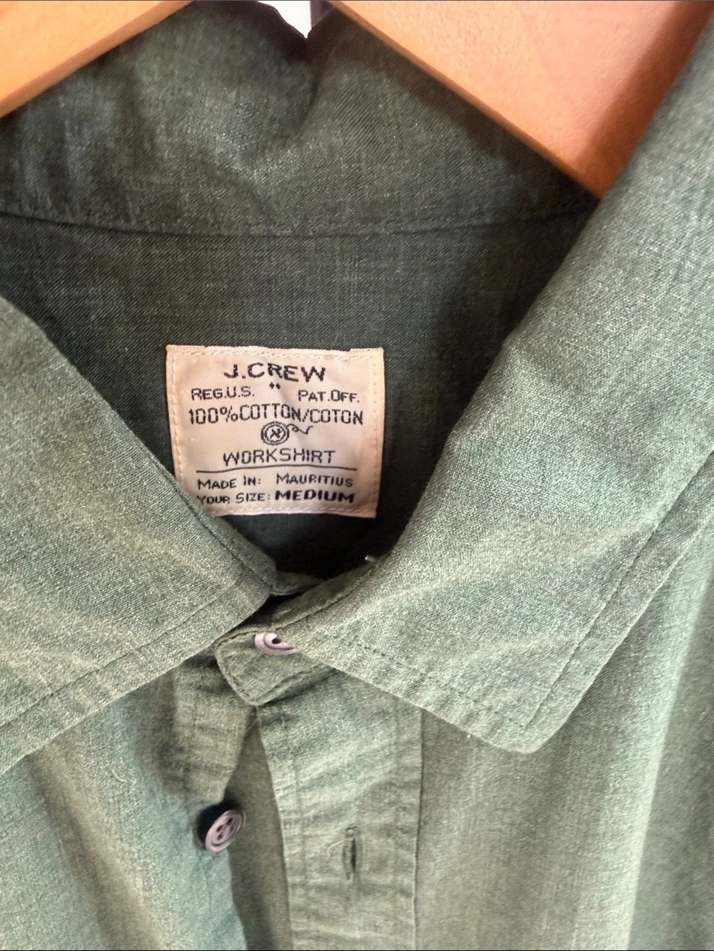 J. Crew Men's Olive Green Cotton Button-Down Workshirt